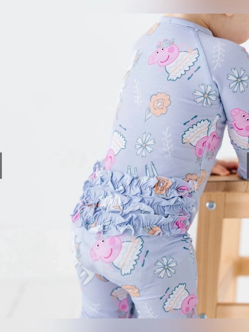 BUMS & ROSES Baby Girl Peppa Pig Bamboo Ruffle Romper - 0-3M